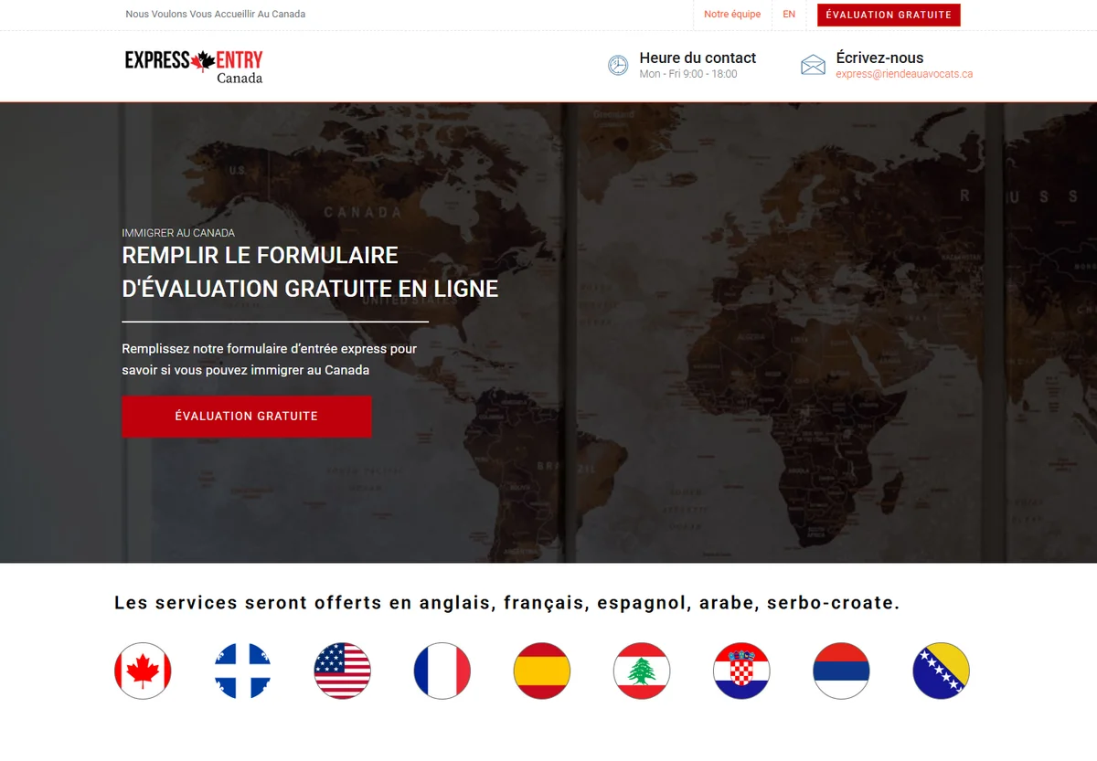 Entree Expresscanada website screenshot