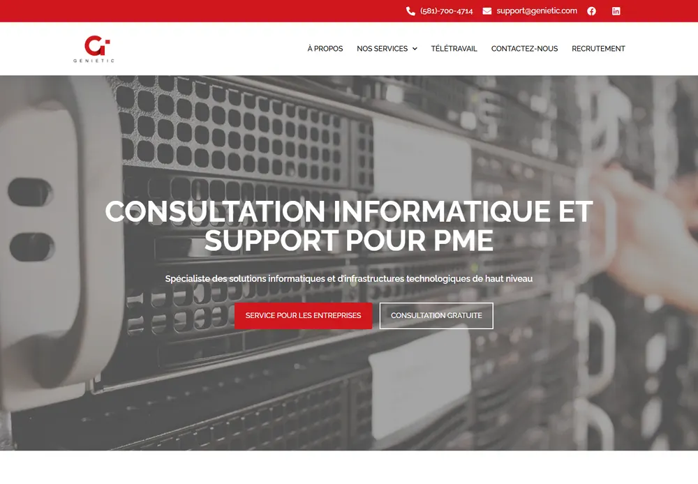 Génie TIC website screenshot